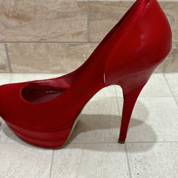 bebe Platform Red Stiletto Heels Size 8 - Picture 4 of 12
